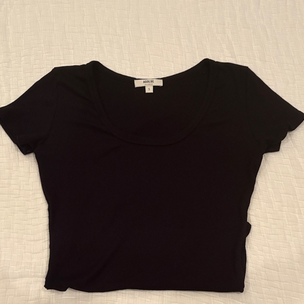 Agolde Black Short Sleeve Bodysuit Tee